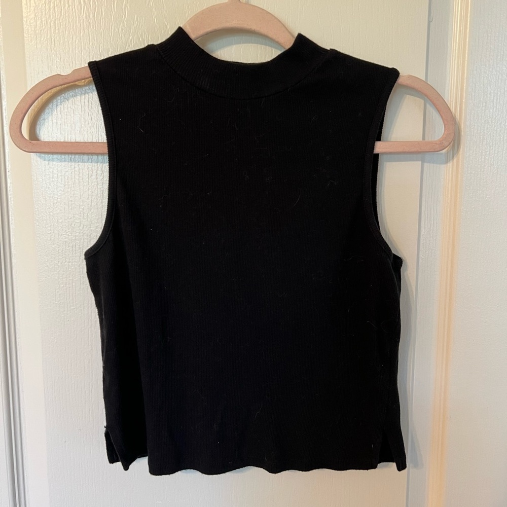 Black High Neck Crop Top